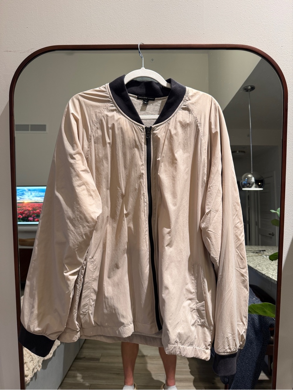 James Perse Nylon Bomber Jacket Lined - Toast Size 4